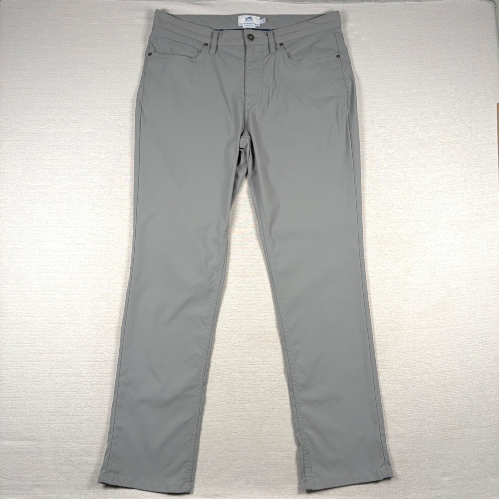 Southern Tide Intercoastal Performance Pants Mens 35x32 Gray Nylon Stretch